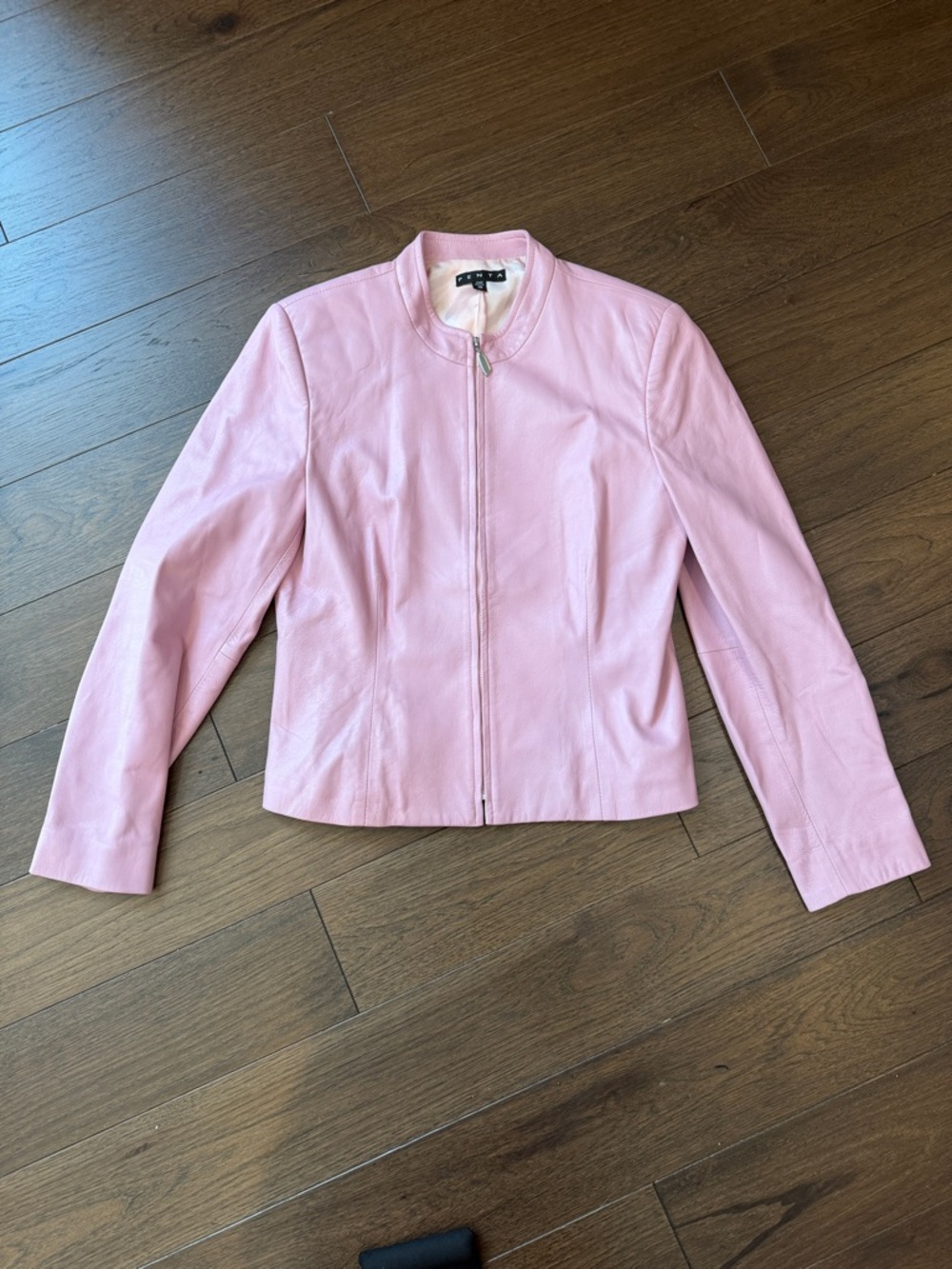 Penta Women's Pink Leather Zip-Front Jacket Size 10 - C35-003